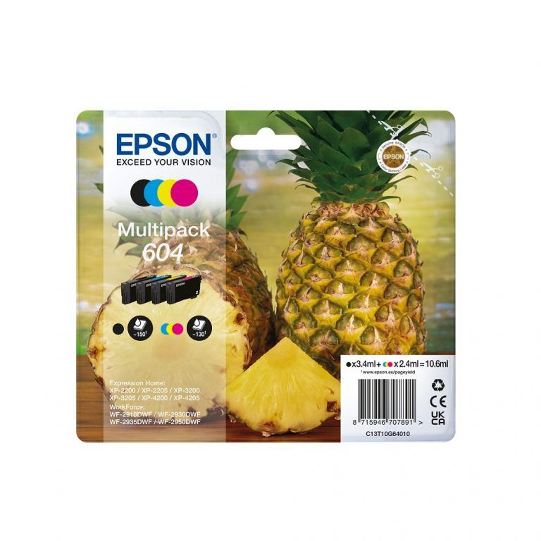 Multipack EPSON 604 4 colores (piña). Seteico tintas.